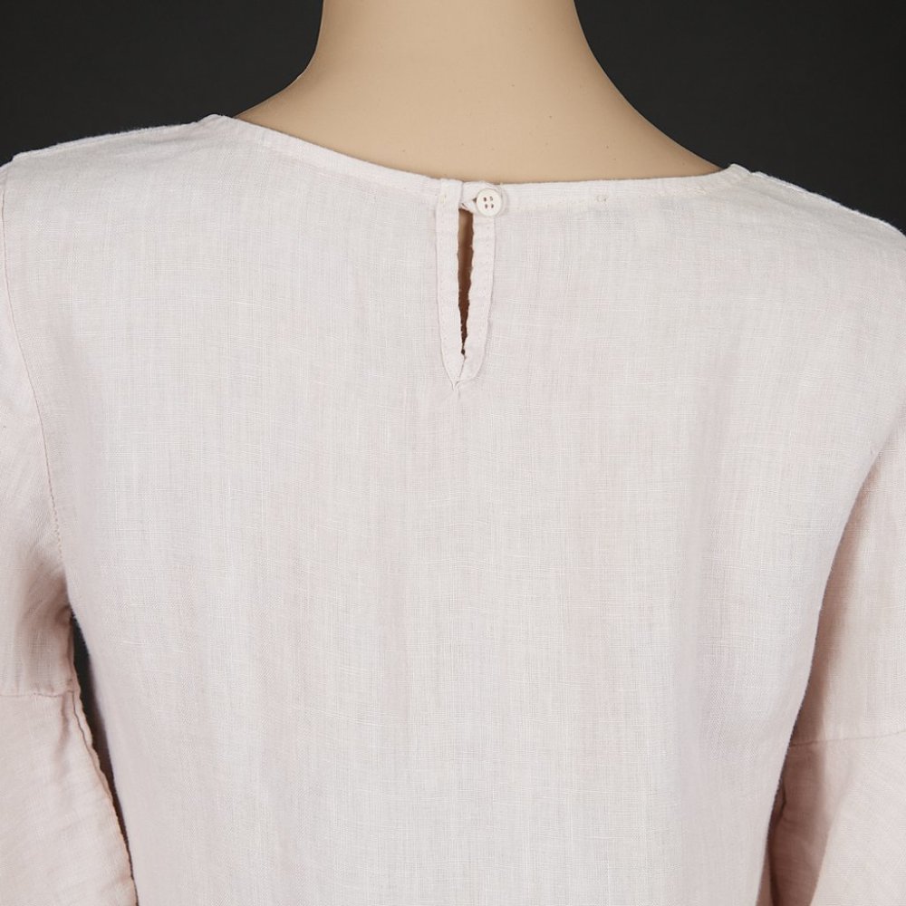 FRANCESCA BETTINI Linen Ruffle Sleeved Dress XS - Picture 6 of 8